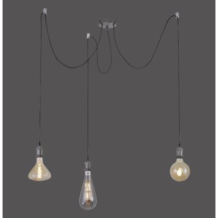 Leuchten Direkt 13571-18 - Luster na lanku DIY 3xE27/60W/230V pavúk čierna