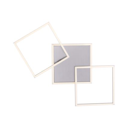 Trojica prekrývajúcich sa štvorcových rámov, z ktorých stredný je sivý, ostatné biele, sú umiestnené na bielom pozadí.