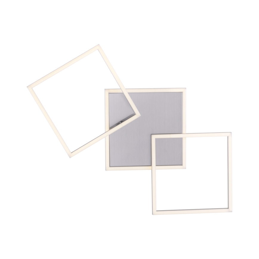 Trojica prekrývajúcich sa štvorcových rámov, z ktorých stredný je sivý, ostatné biele, sú umiestnené na bielom pozadí.