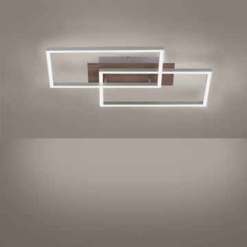 Leuchten Direkt 14018-78 - LED Stmievateľné stropné svietidlo IVEN 2xLED/15W/230V dub + diaľkové ovládanie