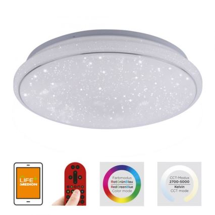 Leuchten Direkt 14743-16 - LED RGB Stmievateľné stropné svietidlo JUPI LED/28W/230V Tuya 2700-5000K + diaľkové ovládanie