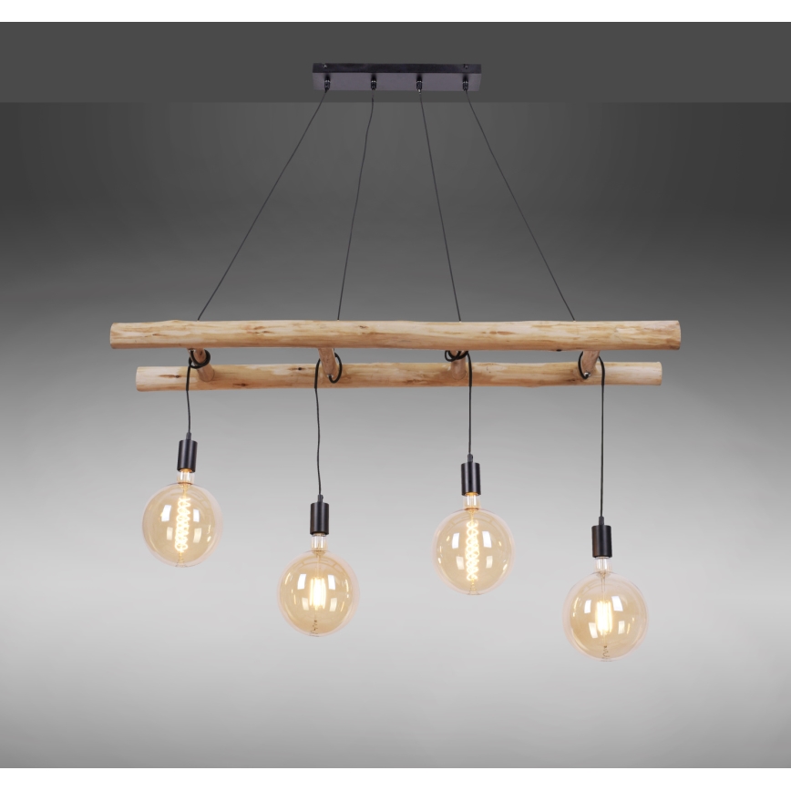 Leuchten Direkt 15025-18 - Luster na lanku EDGAR 4xE27/60W/230V eukalyptus