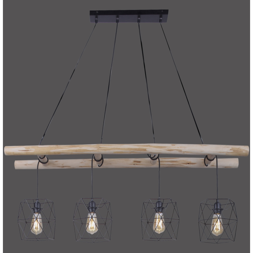 Leuchten Direkt 15036-18 - Luster na lanku EDGAR 4xE27/60W/230V eukalyptus