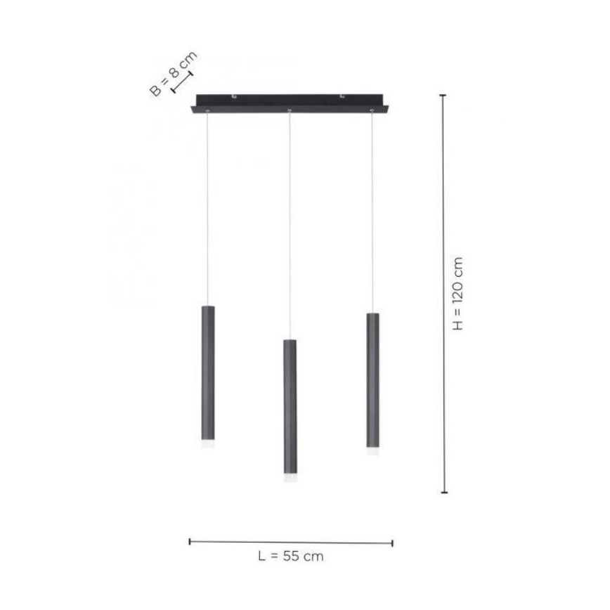 Leuchten Direkt 15203-18 - LED Luster na lanku 3xLED/4,8W/230V čierna