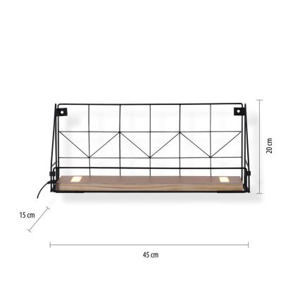 Leuchten Direkt 15277-18 - Polica s LED osvetlením BOARD 2xLED/1,75W/230V 45 cm eukalyptus