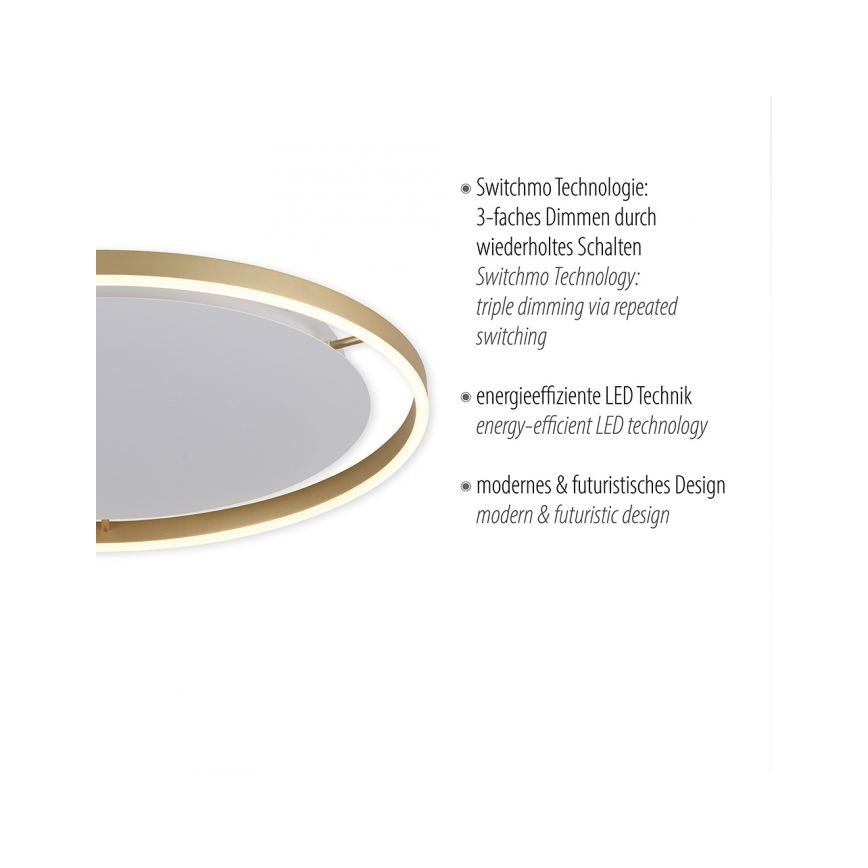 Leuchten Direkt 15392-60 - LED Stmievateľné stropné svietidlo RITUS LED/30W/230V  mosadz