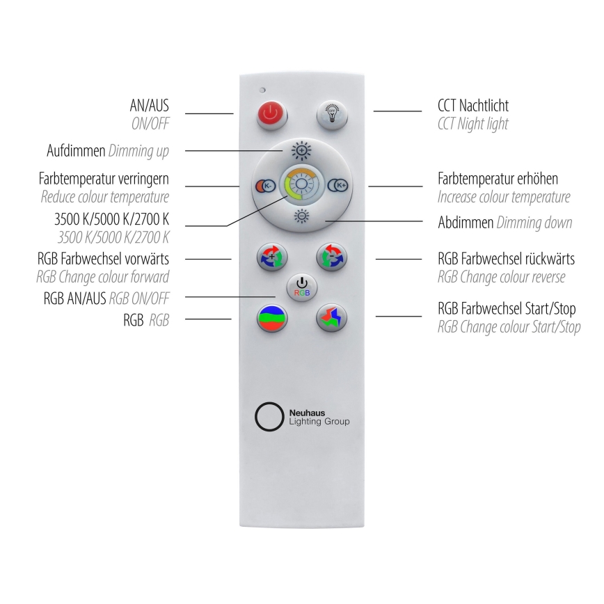 Leuchten Direkt 15411-21- LED RGB Stmievateľné stropné svietidlo CYBA LED/26W/230V + diaľkové ovládanie