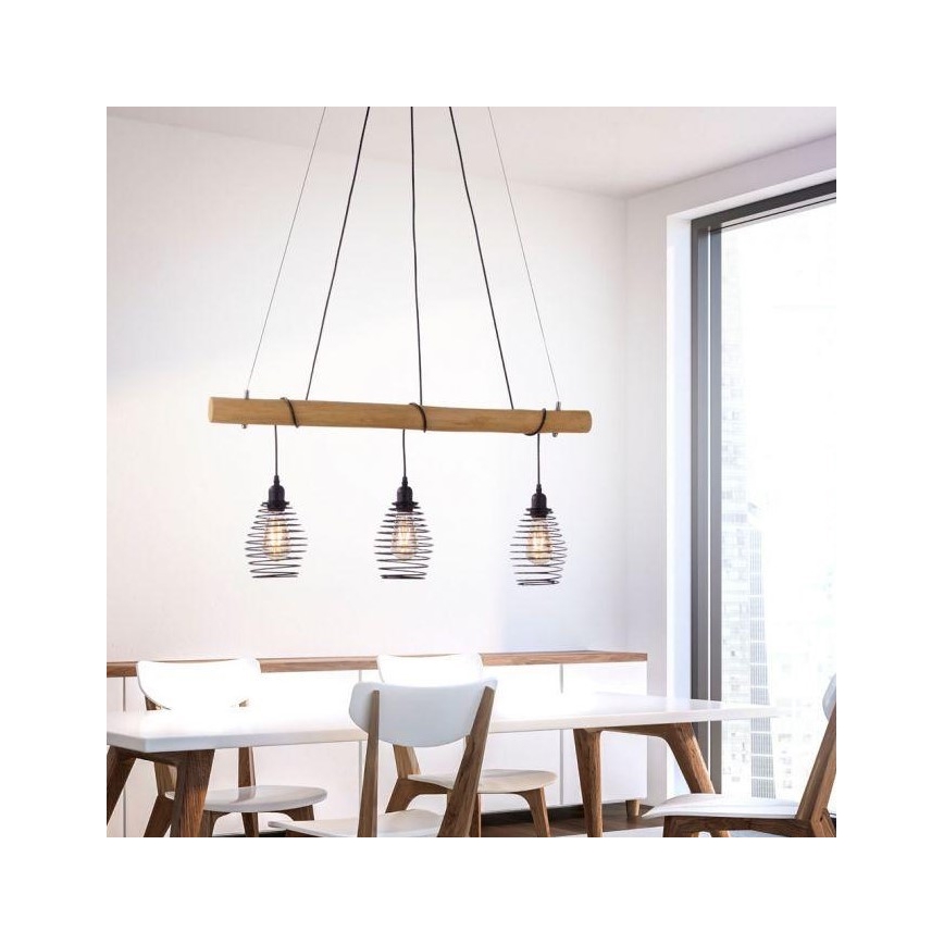 Leuchten Direkt 15526-79 - Luster na lanku SPRING 3xE27/40W/230V eukalyptus