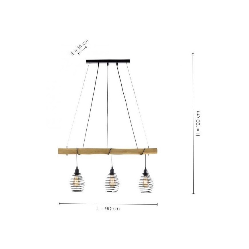 Leuchten Direkt 15526-79 - Luster na lanku SPRING 3xE27/40W/230V eukalyptus