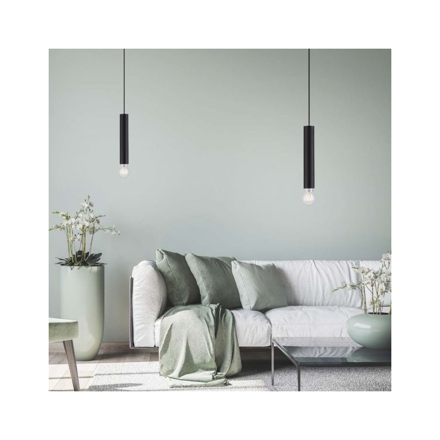 Leuchten Direkt 15617-18 - Luster na lanku BRUNA 1xE27/60W/230V čierna