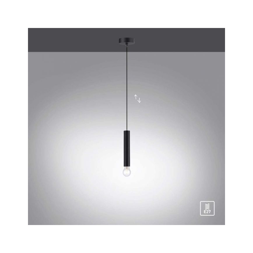 Leuchten Direkt 15617-18 - Luster na lanku BRUNA 1xE27/60W/230V čierna