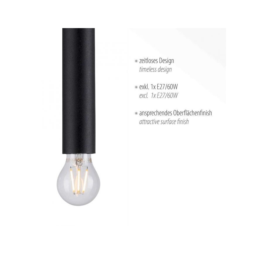 Leuchten Direkt 15617-18 - Luster na lanku BRUNA 1xE27/60W/230V čierna