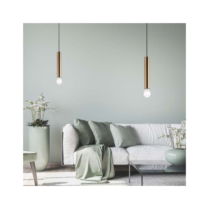 Leuchten Direkt 15617-60 - Luster na lanku BRUNA 1xE27/60W/230V mosadz