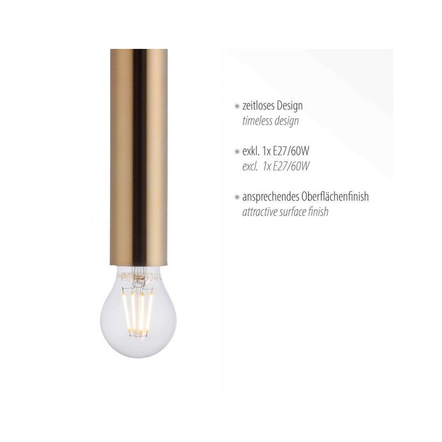 Leuchten Direkt 15617-60 - Luster na lanku BRUNA 1xE27/60W/230V mosadz
