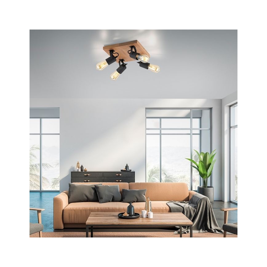 Leuchten Direkt 15634-18 - Bodové svietidlo CANOP 4xE27/60W/230V akácia