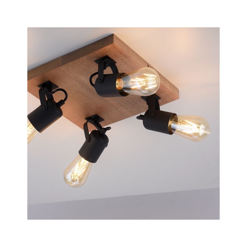Leuchten Direkt 15634-18 - Bodové svietidlo CANOP 4xE27/60W/230V akácia