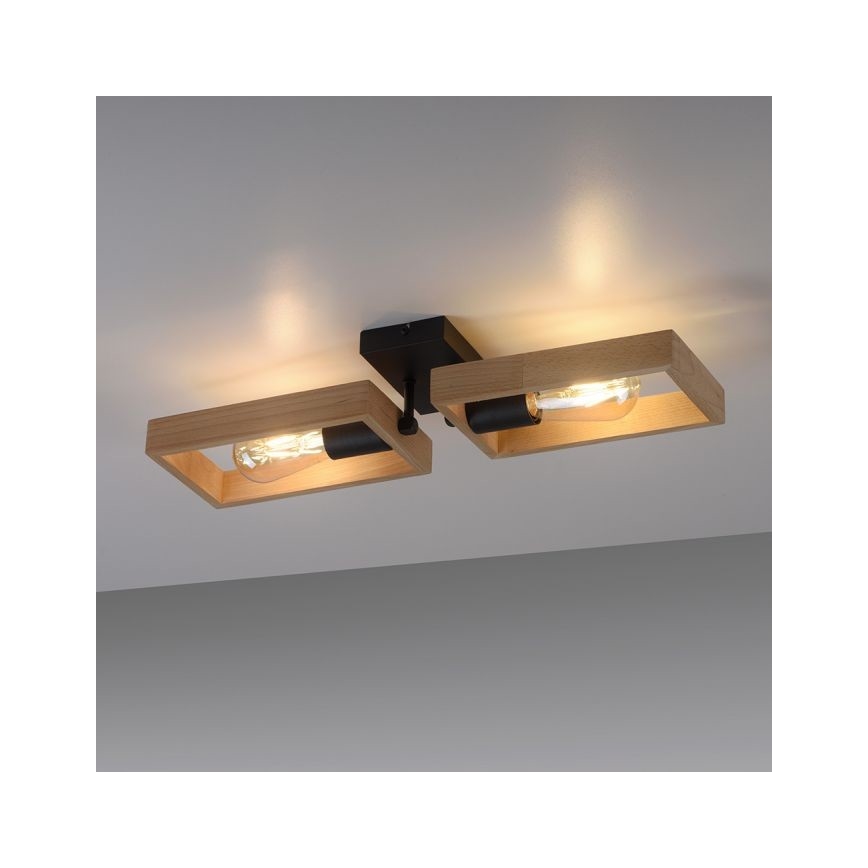 Leuchten Direkt 15657-18 - Prisadený luster FRANKY 2xE27/60W/230V akácia