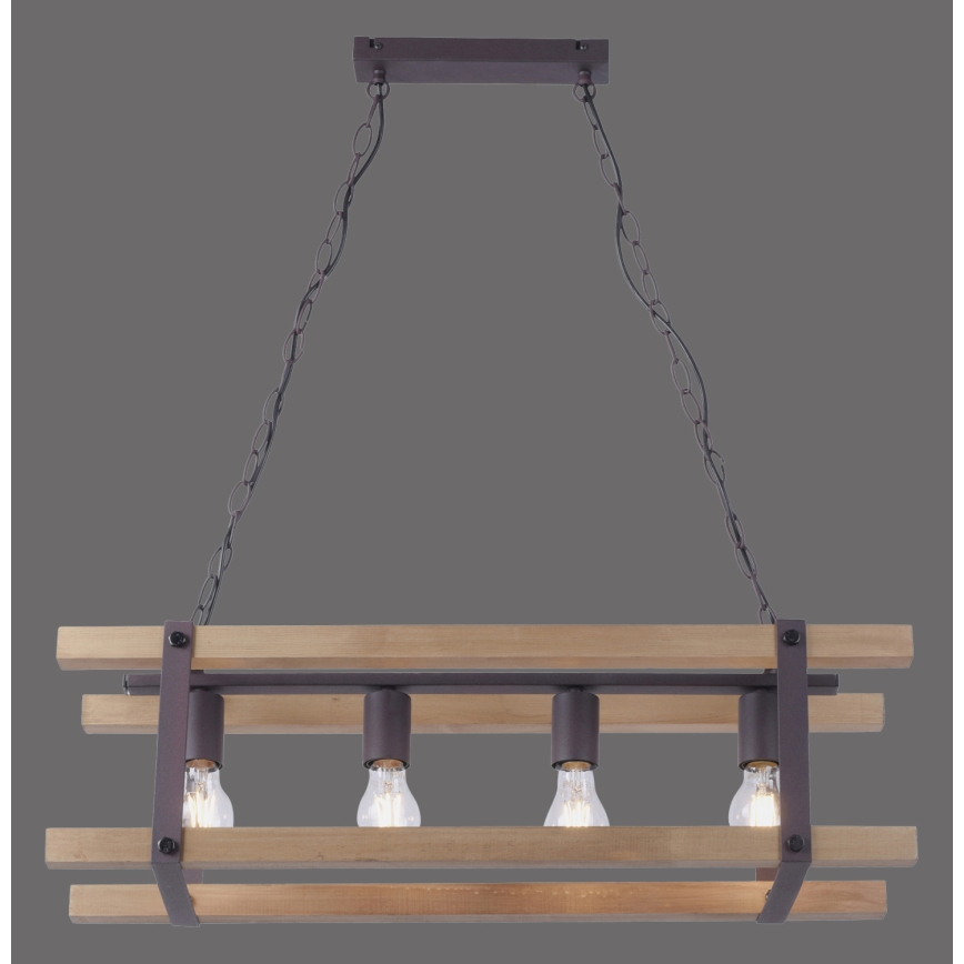 Leuchten Direkt 15684-79 - Luster na reťazi EDITH 4xE27/60W/230V borovica