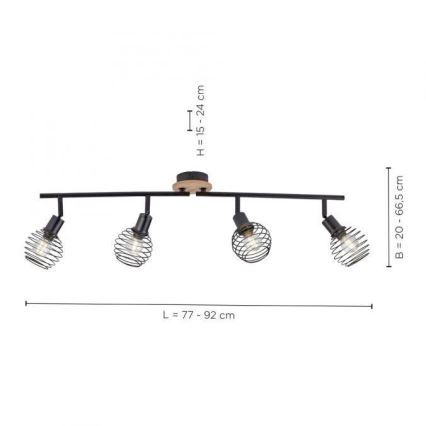 Leuchten Direkt 15924-79 - Bodové svietidlo EUGEN 4xE14/40W/230V dub