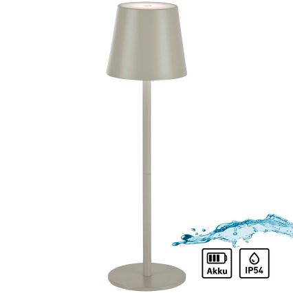 Leuchten Direkt 19250-40 - LED Vonkajšia stmievateľná nabíjacia stolná lampa EURIA LED/3W/5V 2600 mAh IP54 šedá