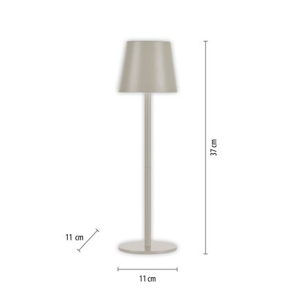 Leuchten Direkt 19250-40 - LED Vonkajšia stmievateľná nabíjacia stolná lampa EURIA LED/3W/5V 2600 mAh IP54 šedá