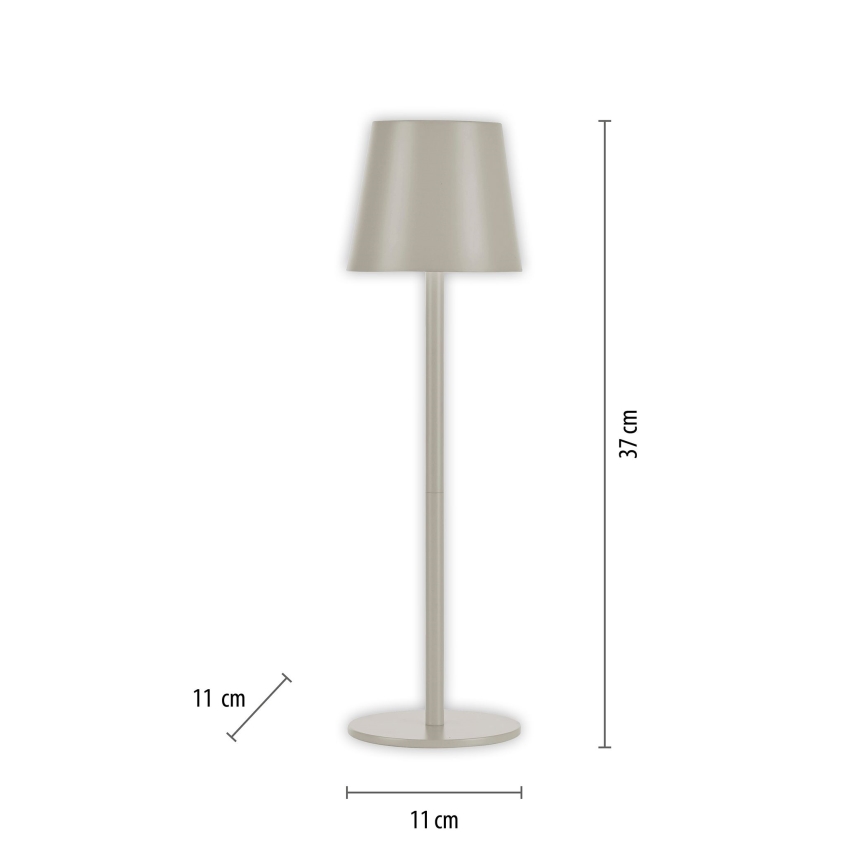 Leuchten Direkt 19250-40 - LED Vonkajšia stmievateľná nabíjacia stolná lampa EURIA LED/3W/5V 2600 mAh IP54 šedá