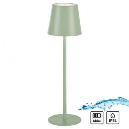 Leuchten Direkt 19250-43 - LED Vonkajšia stmievateľná nabíjacia stolná lampa EURIA LED/3W/5V IP54 zelená