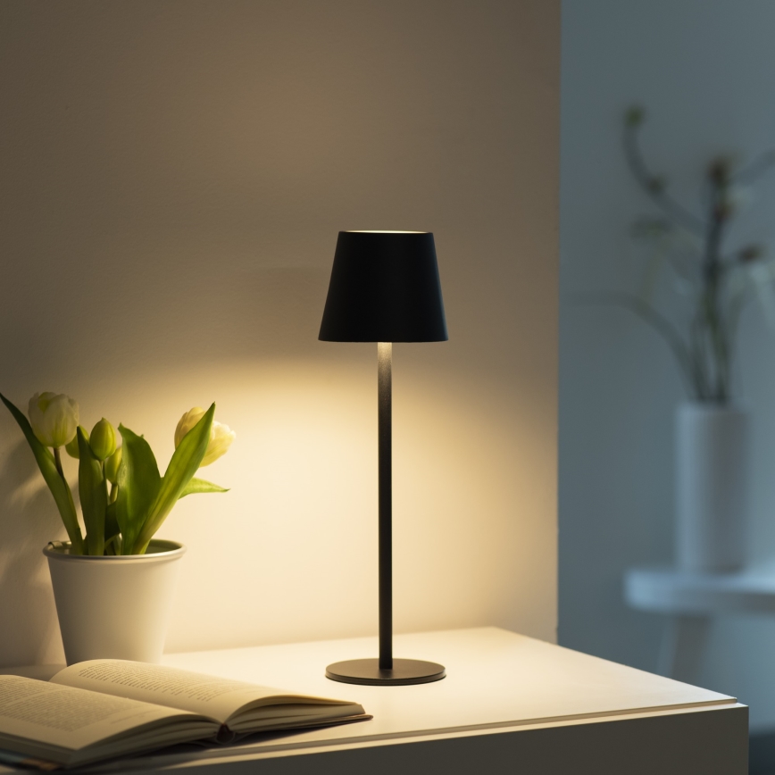 Leuchten Direkt 19250-18 - LED Vonkajšia stmievateľná nabíjacia stolná lampa EURIA LED/3W/5V 2600 mAh IP54 čierna