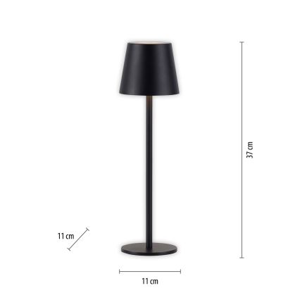 Leuchten Direkt 19250-18 - LED Vonkajšia stmievateľná nabíjacia stolná lampa EURIA LED/3W/5V 2600 mAh IP54 čierna