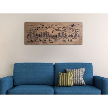 Li-Go 23524/DUB2 - LED Stmievateľná nástenná dekorácia LED/24W/230V 130x50 cm dub/Chata v horách