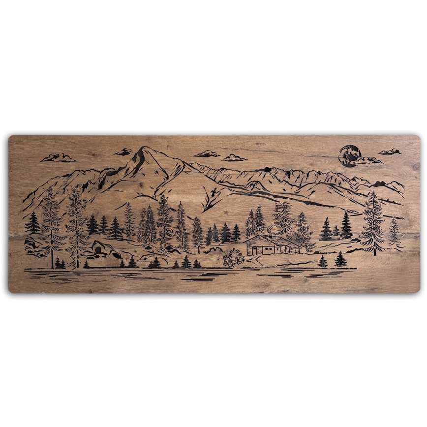 Li-Go 23524/DUB2 - LED Stmievateľná nástenná dekorácia LED/24W/230V 130x50 cm dub/Chata v horách