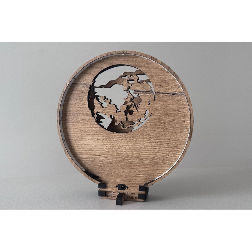 Li-Go 23574/DUB2 - stmievateľná LED stolná dekorácia LED/12W/230V 20x22 cm dub/Vlk a mesiac