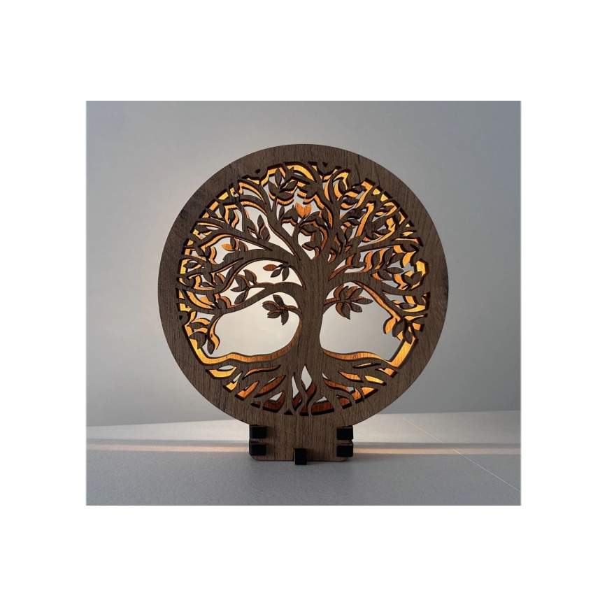 Li-Go 23577/DUB2 - LED Stmievateľná stolová dekorácia LED/12W/230V 20x22 cm dub/Strom života