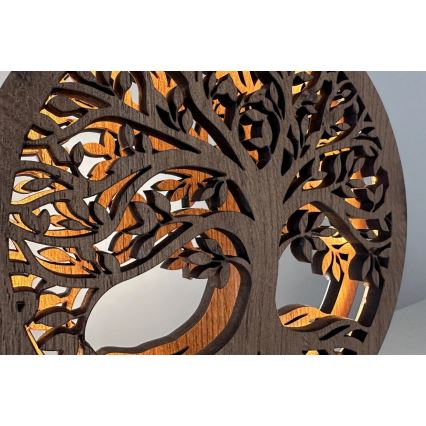 Li-Go 23577/DUB2 - stmievateľná LED stolová dekorácia LED/12W/230V 20x22 cm dub/strom života