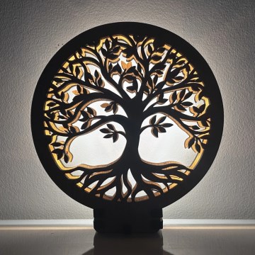 Li-Go 23577/DUB2 - stmievateľná LED stolová dekorácia LED/12W/230V 20x22 cm dub/strom života