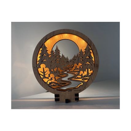 Li-Go 23580/DUB2 - LED Stmievateľná stolová dekorácia LED/12W/230V 20x22 cm dub/V lese