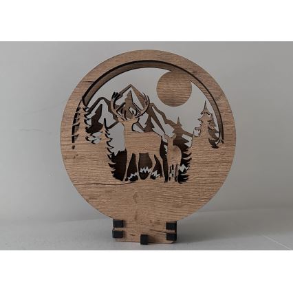 Li-Go 23592/DUB2 - LED Stmievateľná stolová dekorácia LED/12W/230V 20x22 cm dub/Jeleň a laň