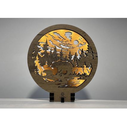 Li-Go 23595/DUB2 - LED stmievateľná stolová dekorácia LED/12W/230V 20x22 cm dub/Medvede