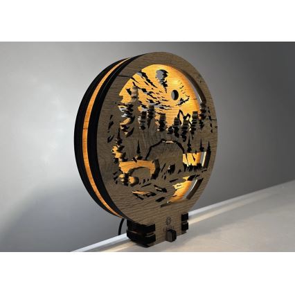 Li-Go 23595/DUB2 - LED stmievateľná stolová dekorácia LED/12W/230V 20x22 cm dub/Medvede