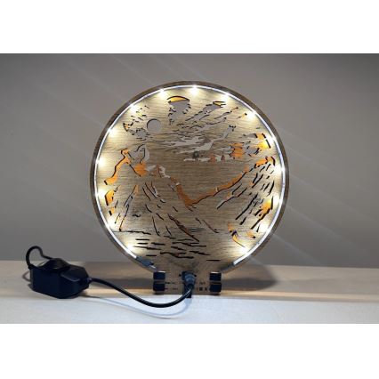 Li-Go 23595/DUB2 - LED stmievateľná stolová dekorácia LED/12W/230V 20x22 cm dub/Medvede