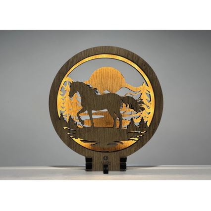 Li-Go 23598/DUB2 - LED Stmievateľná stolná dekorácia LED/12W/230V 20x22 cm dub/Kôň