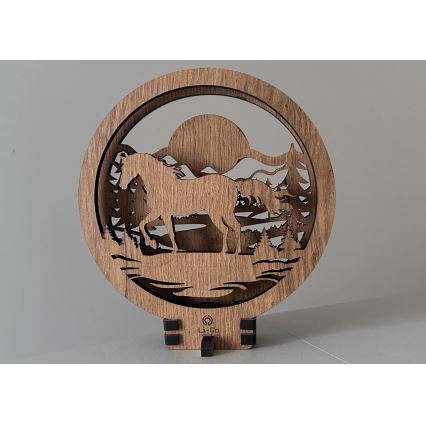 Li-Go 23598/DUB2 - LED Stmievateľná stolná dekorácia LED/12W/230V 20x22 cm dub/Kôň