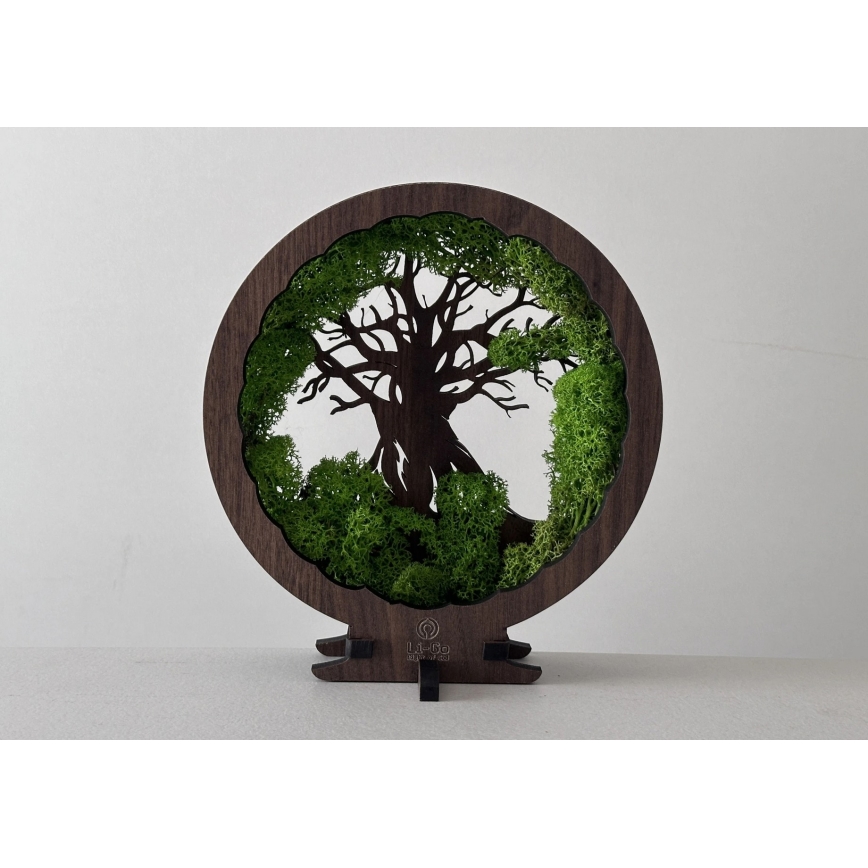 Li-Go 23604/DUB2 - Stmievateľná LED stolová dekorácia LED/12W/230V 20x22 cm dub/mach a strom