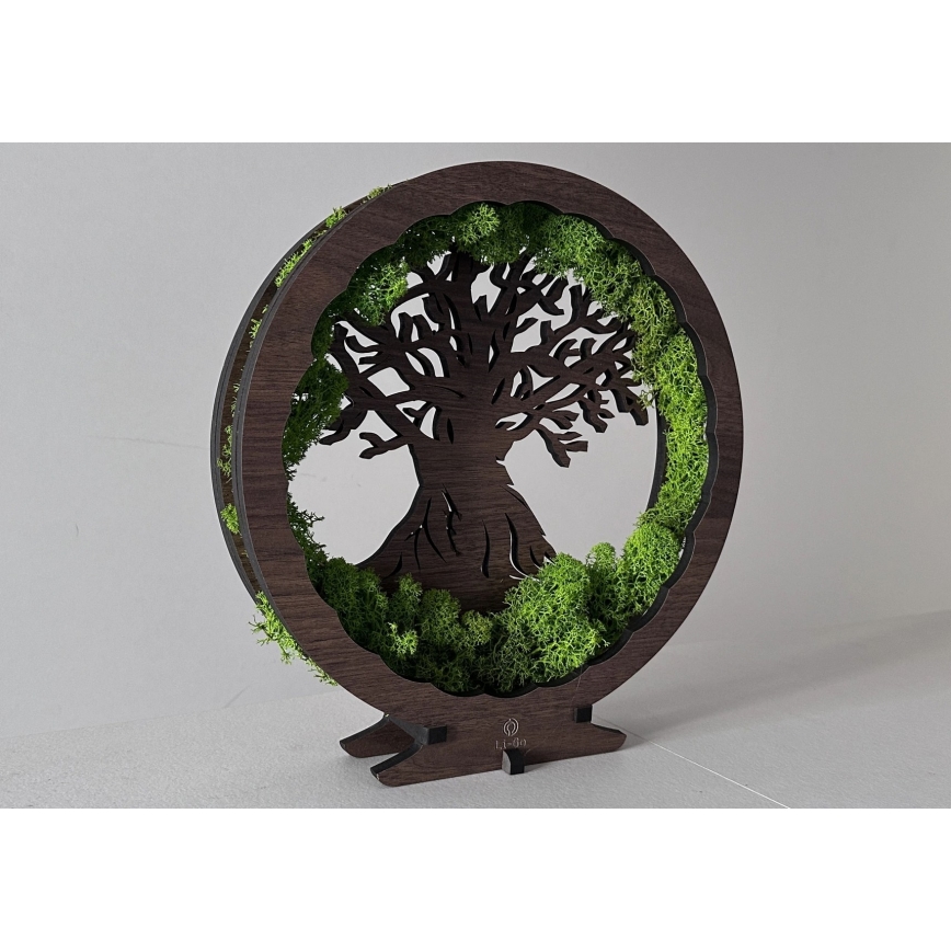 Li-Go 23604/DUB2 - Stmievateľná LED stolová dekorácia LED/12W/230V 20x22 cm dub/mach a strom