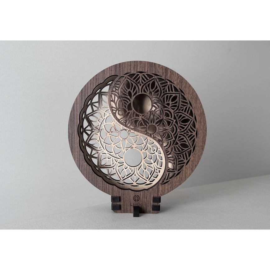 Li-Go 23607/O - LED stmievateľná stolná dekorácia LED/12W/230V 20x22 cm orech/Jin Jang