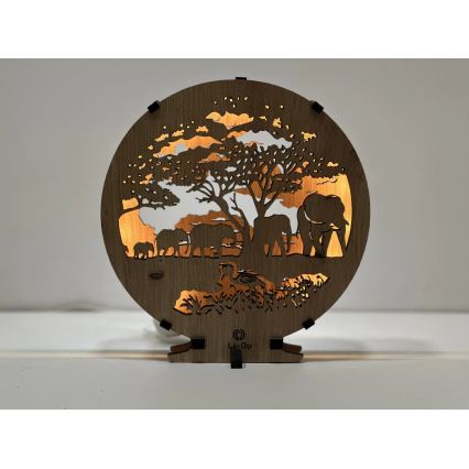 Li-Go 23610/DUB2 - LED stmieiteľná stolná dekorácia LED/12W/230V 20x22 cm dub/slony