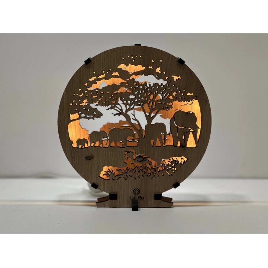 Li-Go 23610/DUB2 - LED stmieiteľná stolná dekorácia LED/12W/230V 20x22 cm dub/slony