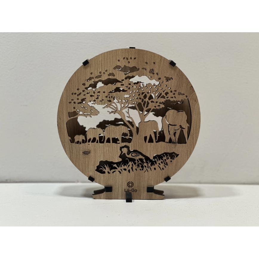 Li-Go 23610/DUB2 - LED stmieiteľná stolná dekorácia LED/12W/230V 20x22 cm dub/slony