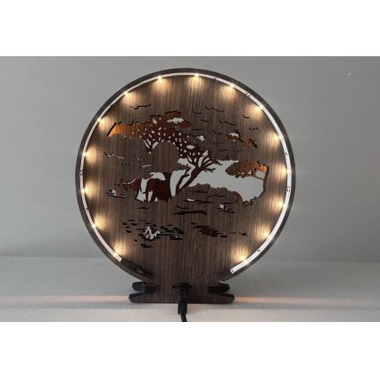 Li-Go 23610/DUB2 - LED stmieiteľná stolná dekorácia LED/12W/230V 20x22 cm dub/slony