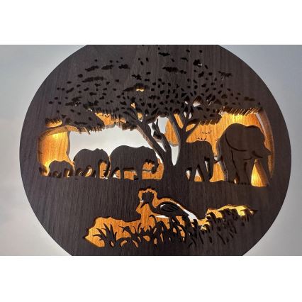 Li-Go 23610/DUB2 - LED stmieiteľná stolná dekorácia LED/12W/230V 20x22 cm dub/slony